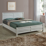 4 Pieces Bedroom Suite Natural Wood Like MDF Structure Queen Size White Ash Colour Bed, Bedside Table & Tallboy - Side View
