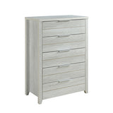 4 Pieces Bedroom Suite Natural Wood Like MDF Structure Queen Size White Ash Colour Bed, Bedside Table & Tallboy - Close-Up Angle