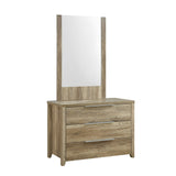 5 Pieces Bedroom Suite Natural Wood Like MDF Structure Queen Size Oak Colour Bed, Bedside Table, Tallboy & Dresser - Low Angle