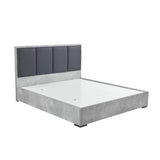 Queen 4 Pcs Bedroom Suite with Dresser Fabric Upholstery MDF Combination of Black & Cement Colour - Front View