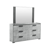 Queen 4 Pcs Bedroom Suite with Dresser Fabric Upholstery MDF Combination of Black & Cement Colour - 45-Degree Angle