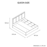 Queen 4 Pcs Bedroom Suite with Dresser Fabric Upholstery MDF Combination of Black & Cement Colour - Rear View