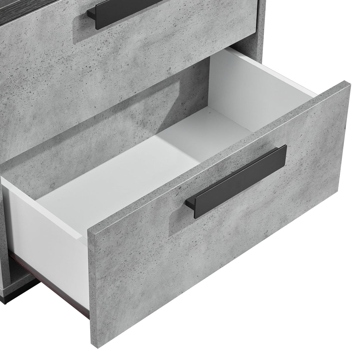 Queen 4 Pcs Bedroom Suite with Tallboy Fabric Upholstery MDF Combination of Black & Cement Colour