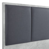 Queen 5 Pcs Bedroom Suite Fabric Upholstery MDF Combination of Black & Cement Colour - Side View