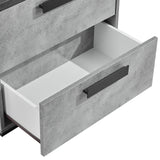 Queen 5 Pcs Bedroom Suite Fabric Upholstery MDF Combination of Black & Cement Colour - 45-Degree Angle