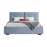 Estella Queen Fabric 4pc Bedroom Suite With Linear Division & Button Studding Headboard - Side View