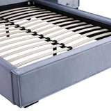 Estella Queen Fabric 4pc Bedroom Suite With Linear Division & Button Studding Headboard - Top-Down View