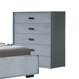 Estella Queen Fabric 4pc Bedroom Suite With Linear Division & Button Studding Headboard - Extra Image