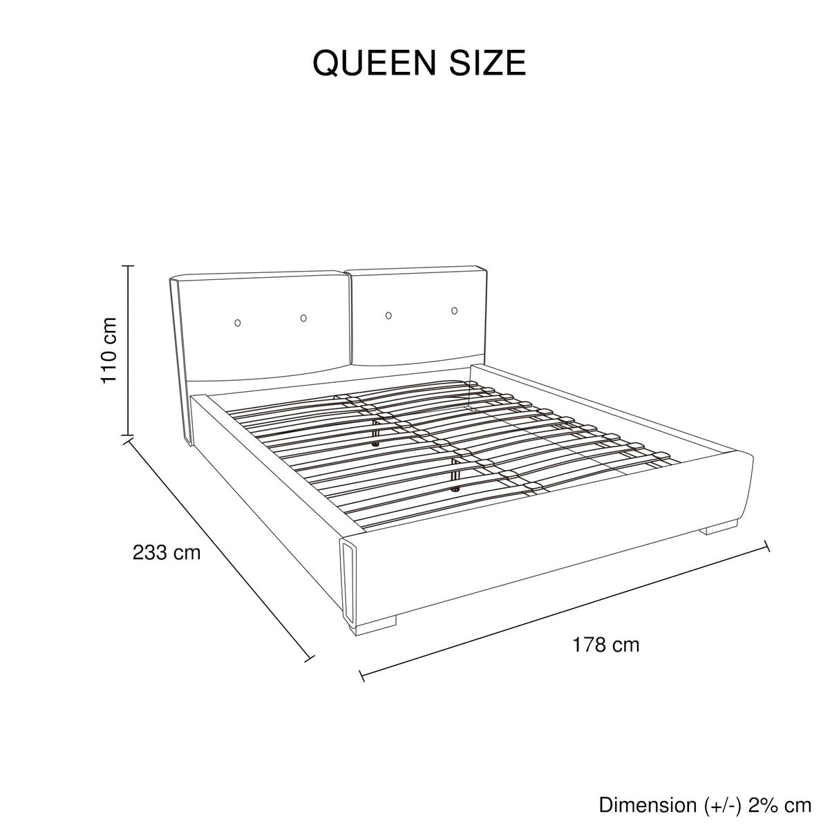 Estella Queen Fabric 4pc Bedroom Suite With Linear Division & Button Studding Headboard
