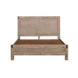4 Pieces Bedroom Suite in Solid Wood Veneered Acacia Construction Timber Slat Queen Size Oak Colour Bed, Bedside Table & Dresser - Side View