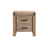 4 Pieces Bedroom Suite in Solid Wood Veneered Acacia Construction Timber Slat Queen Size Oak Colour Bed, Bedside Table & Dresser - Top-Down View
