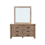 4 Pieces Bedroom Suite in Solid Wood Veneered Acacia Construction Timber Slat Queen Size Oak Colour Bed, Bedside Table & Dresser - Rear View