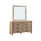 4 Pieces Bedroom Suite in Solid Wood Veneered Acacia Construction Timber Slat Queen Size Oak Colour Bed, Bedside Table & Dresser - Close-Up Angle