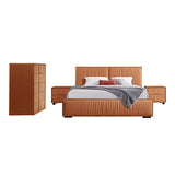 Louis 4pc King Bedroom Suite MDF With PU Leather Wooden Legs - Side View
