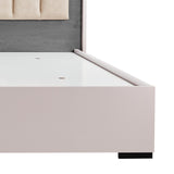 Queen 4 Pcs Bedroom Suite with Dresser Fabric Upholstery MDF Combination of Champagne and Black Colour