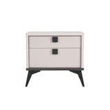 Queen 4 Pcs Bedroom Suite with Dresser Fabric Upholstery MDF Combination of Champagne and Black Colour