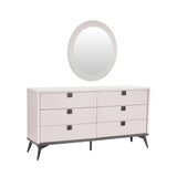 Queen 4 Pcs Bedroom Suite with Dresser Fabric Upholstery MDF Combination of Champagne and Black Colour - Low Angle