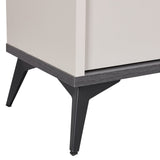 Queen 4 Pcs Bedroom Suite with Tallboy Fabric Upholstery MDF Combination of Champagne and Black Colour - Extra Image