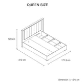 Queen 4 Pcs Bedroom Suite with Tallboy Fabric Upholstery MDF Combination of Champagne and Black Colour - Extra Image