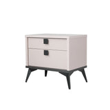 Queen 5 Pcs Bedroom Suite Fabric Upholstery MDF Combination of Champagne and Black Colour - Top-Down View