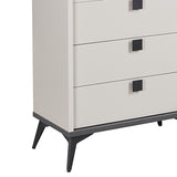 Queen 5 Pcs Bedroom Suite Fabric Upholstery MDF Combination of Champagne and Black Colour - Extra Image