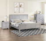 5 Pieces Bedroom Suite with Solid Acacia Wood Veneered Construction in King Size White Ash Colour Bed, Bedside Table , Tallboy & Dresser - Front View
