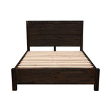 4 Pieces Bedroom Suite in Solid Wood Veneered Acacia Construction Timber Slat Double Size Chocolate Colour Bed, Bedside Table & Dresser - Front View