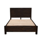 4 Pieces Bedroom Suite in Solid Wood Veneered Acacia Construction Timber Slat Queen Size Chocolate Colour Bed, Bedside Table & Tallboy