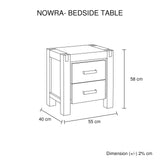 4 Pieces Bedroom Suite in Solid Wood Veneered Acacia Construction Timber Slat Single Size Oak Colour Bed, Bedside Table & Tallboy - Close-Up Angle