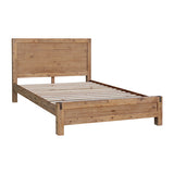 4 Pieces Bedroom Suite in Solid Wood Veneered Acacia Construction Timber Slat Double Size Oak Colour Bed, Bedside Table & Dresser - Front View