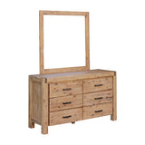 4 Pieces Bedroom Suite in Solid Wood Veneered Acacia Construction Timber Slat Double Size Oak Colour Bed, Bedside Table & Dresser - 45-Degree Angle