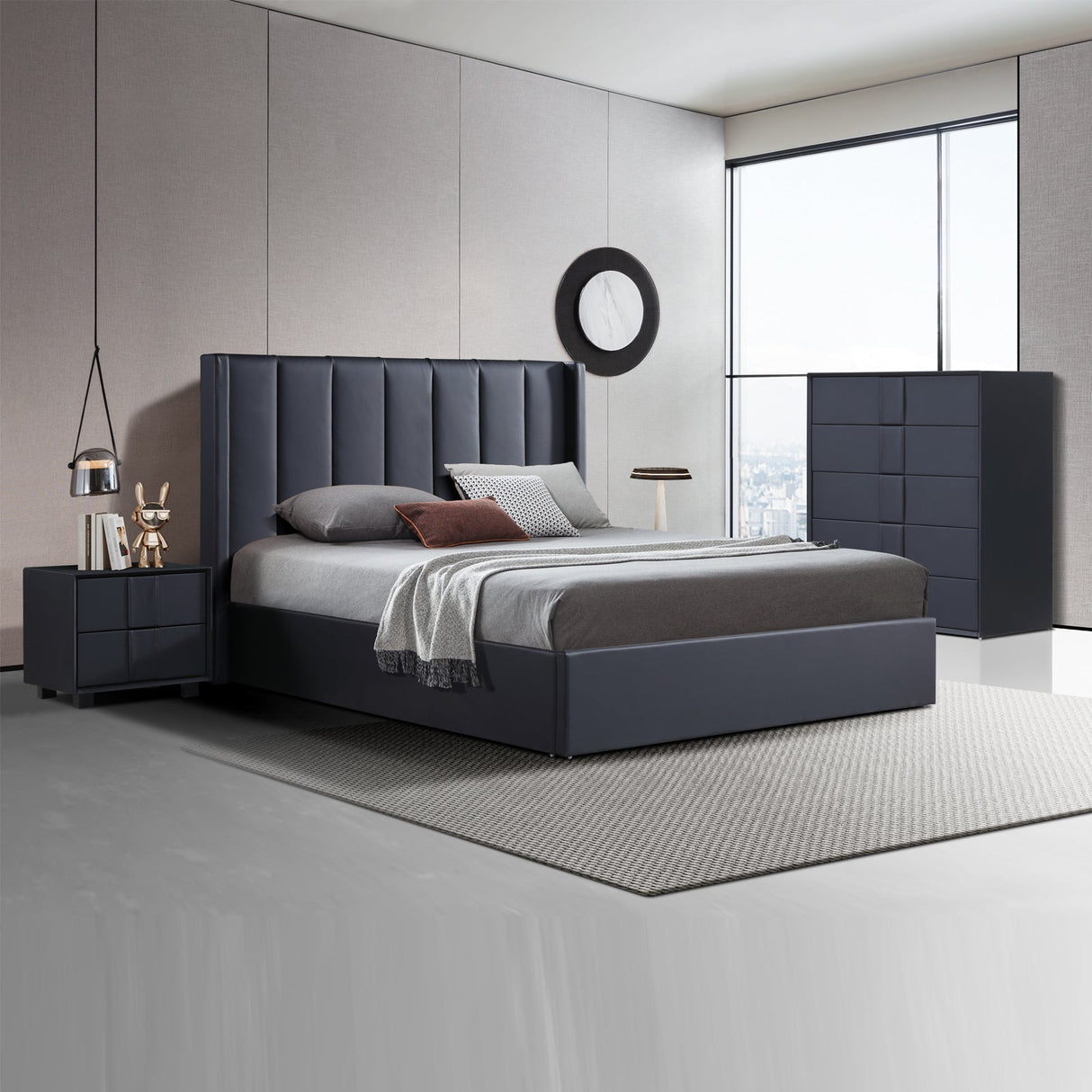 Prado 4pc Fabric Gas Lift Queen Bedroom Suite