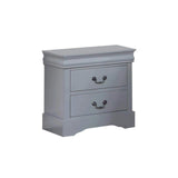4 Pieces Bedroom Suite in Solid Wood & MDF Queen Size Grey Colour Bed, Bedside Table & Dresser