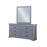 4 Pieces Bedroom Suite in Solid Wood & MDF Queen Size Grey Colour Bed, Bedside Table & Dresser - 45-Degree Angle