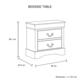4 Pieces Bedroom Suite in Solid Wood & MDF Queen Size Grey Colour Bed, Bedside Table & Dresser - Close-Up Angle