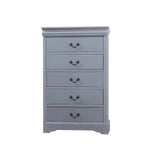 4 Pieces Bedroom Suite in Solid Wood & MDF King Size Grey Colour Bed, Bedside Table & Tallboy - 45-Degree Angle