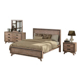 4 Pieces Bedroom Suite King Size Silver Brush in Acacia Wood Construction Bed, Bedside Table & Dresser - Front View