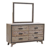 4 Pieces Bedroom Suite King Size Silver Brush in Acacia Wood Construction Bed, Bedside Table & Dresser - 45-Degree Angle