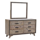4 Pieces Bedroom Suite Queen Size Silver Brush in Acacia Wood Construction Bed, Bedside Table & Dresser - Extra Image