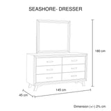 4 Pieces Bedroom Suite Queen Size Silver Brush in Acacia Wood Construction Bed, Bedside Table & Dresser