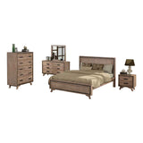 4 Pieces Bedroom Suite King Size Silver Brush in Acacia Wood Construction Bed, Bedside Table & Tallboy - Front View