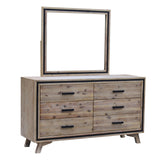4 Pieces Bedroom Suite Queen Size Silver Brush in Acacia Wood Construction Bed, Bedside Table & Tallboy