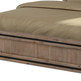 4 Pieces Bedroom Suite Queen Size Silver Brush in Acacia Wood Construction Bed, Bedside Table & Dresser - Front View