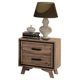 4 Pieces Bedroom Suite Queen Size Silver Brush in Acacia Wood Construction Bed, Bedside Table & Dresser - Side View