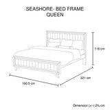 4 Pieces Bedroom Suite Queen Size Silver Brush in Acacia Wood Construction Bed, Bedside Table & Dresser - Rear View