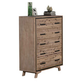 5 Pieces Bedroom Suite King Size Silver Brush in Acacia Wood Construction Bed, Bedside Table, Tallboy & Dresser - Top-Down View