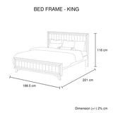 5 Pieces Bedroom Suite King Size Silver Brush in Acacia Wood Construction Bed, Bedside Table, Tallboy & Dresser - Rear View