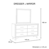 5 Pieces Bedroom Suite King Size Silver Brush in Acacia Wood Construction Bed, Bedside Table, Tallboy & Dresser - Low Angle