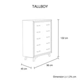 5 Pieces Bedroom Suite King Size Silver Brush in Acacia Wood Construction Bed, Bedside Table, Tallboy & Dresser - Extra Image
