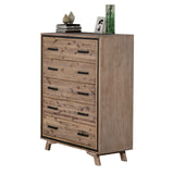 5 Pieces Bedroom Suite Queen Size Silver Brush in Acacia Wood Construction Bed, Bedside Table, Tallboy & Dresser - Top-Down View